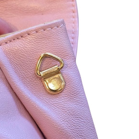 Italian Pink Leather Triple Compartment Convertible Vintage Clutch